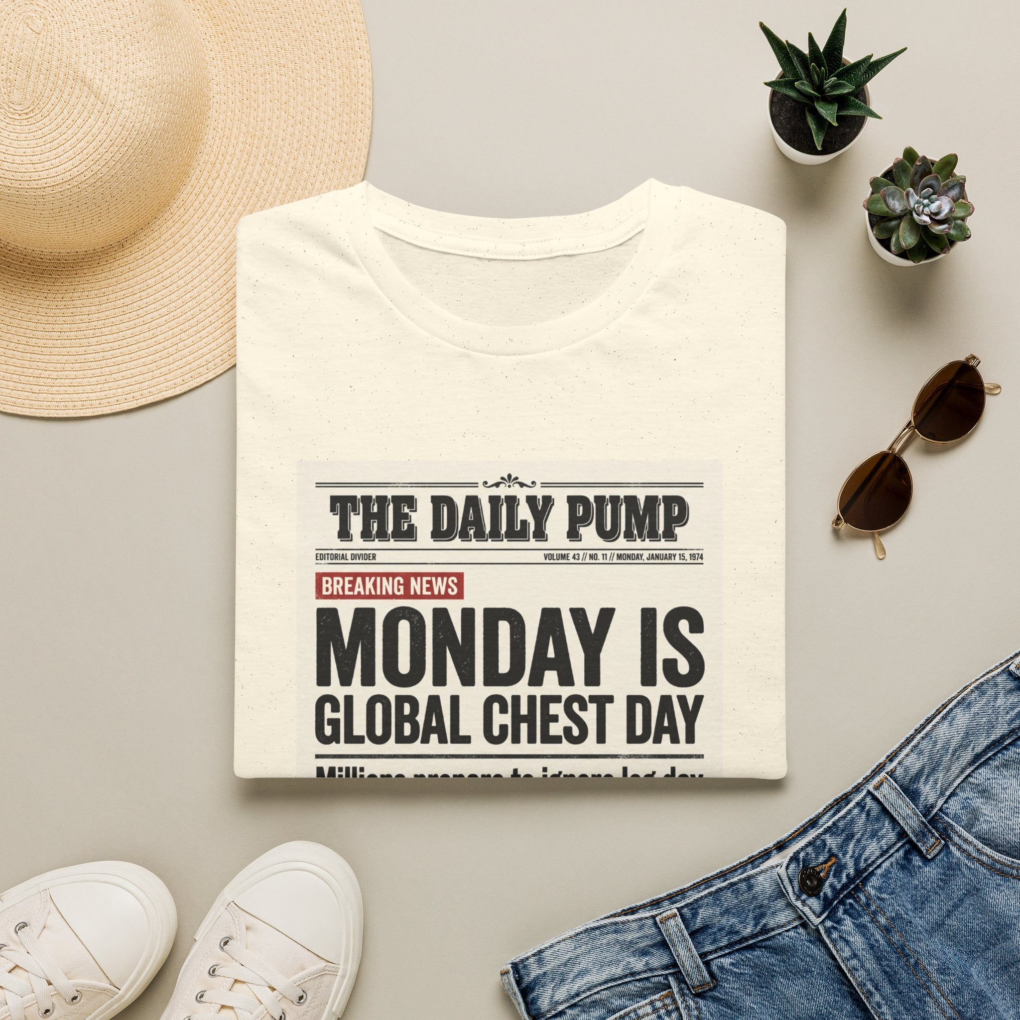 Monday is Global chest day - News style T-Shirt