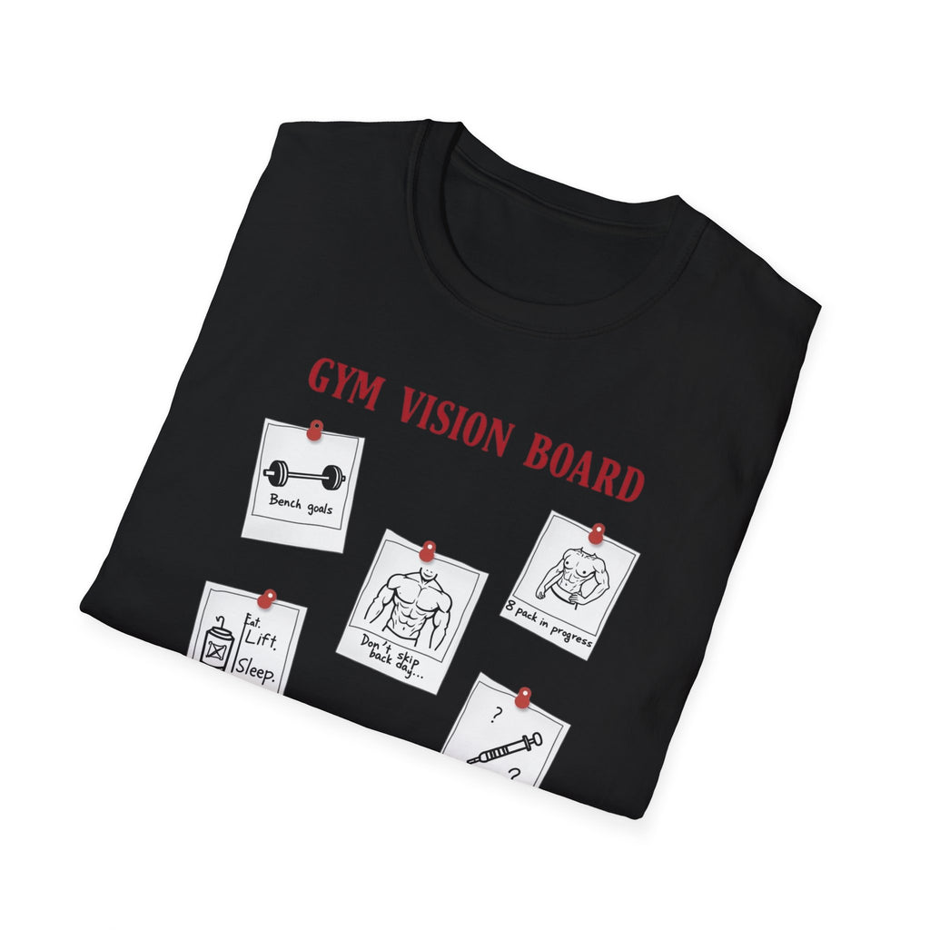 Gym Vision Board – Gains with a Side of Sarcasm T-Shirt