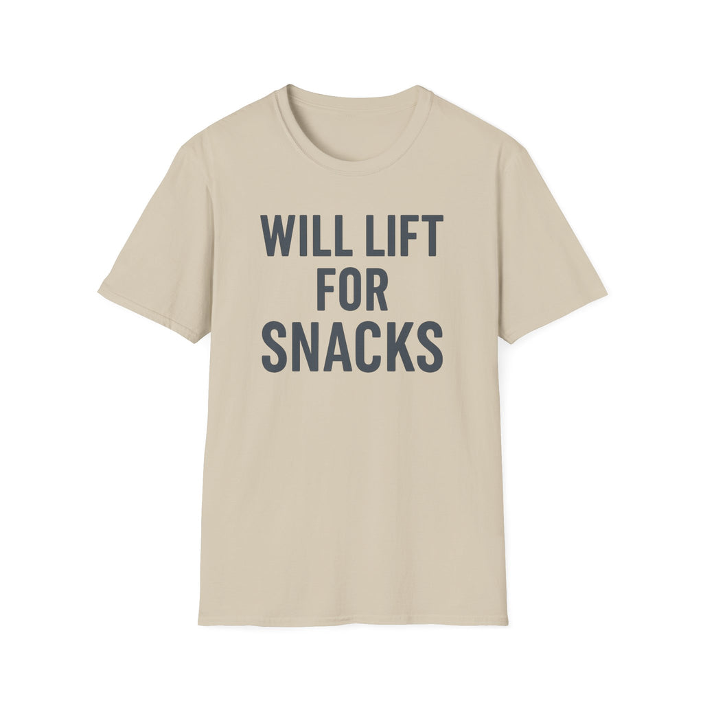 Will Lift for Snacks – Distressed Gym Humor Tshirt