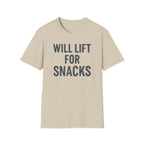 Will Lift for Snacks – Distressed Gym Humor Tshirt