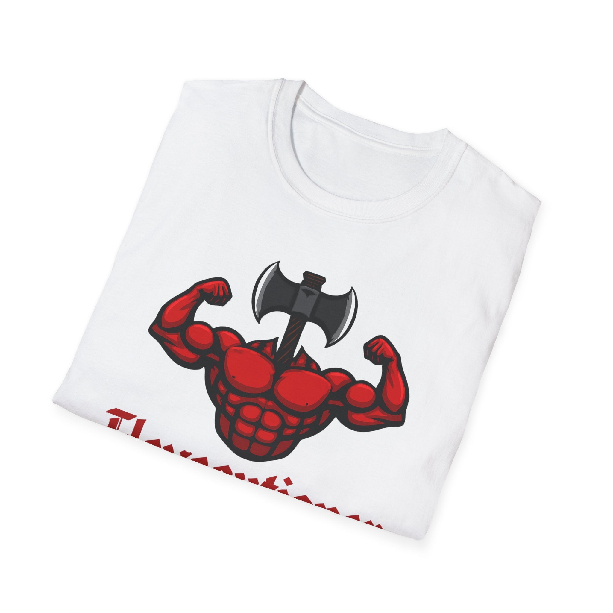 Flexecutioner – Muscular Axe Warrior Emblem T-Shirt