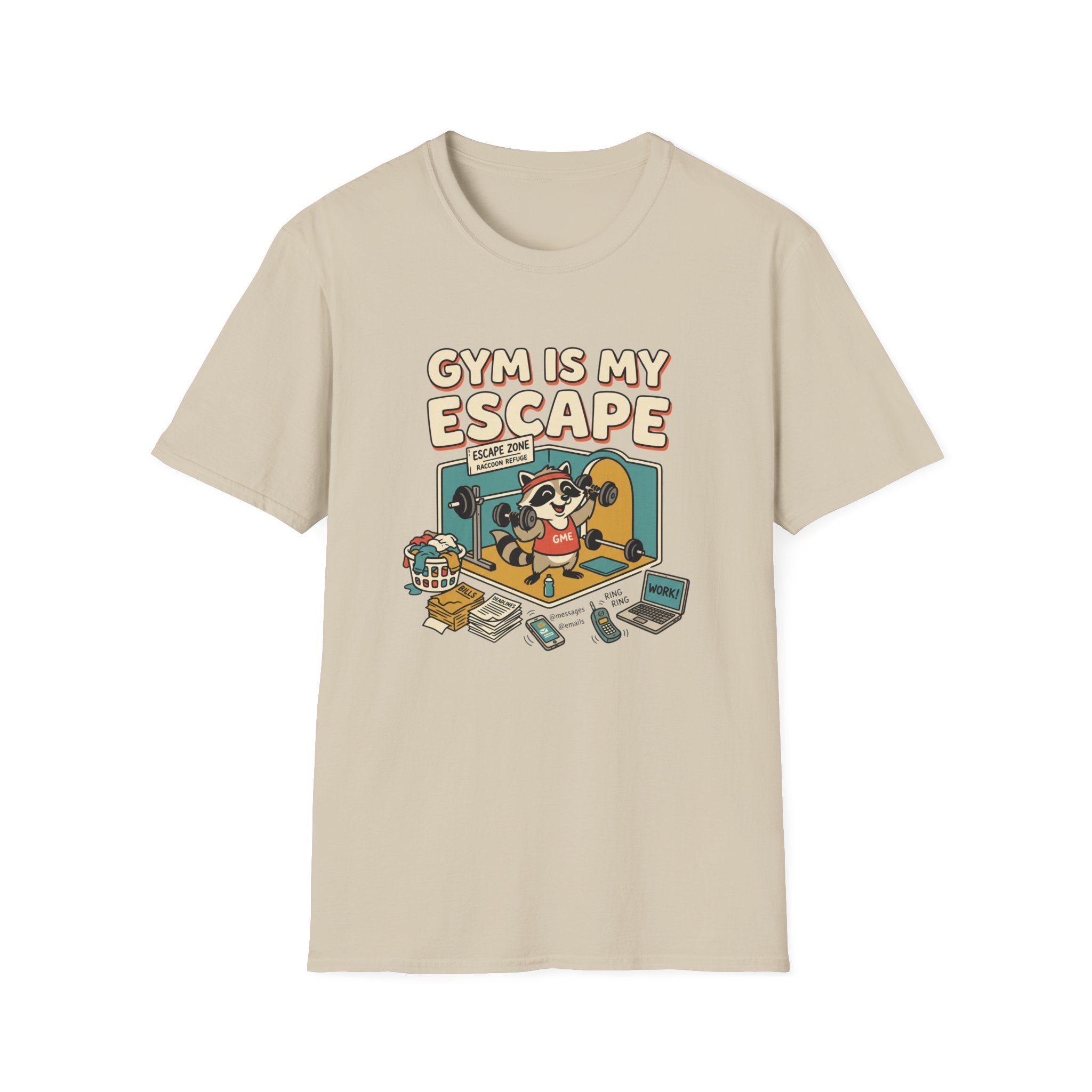 Gym is my escape - Racoon humorous T-Shirt