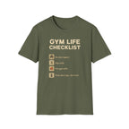 Gym Life Checklist – Satirical Edition T-Shirt