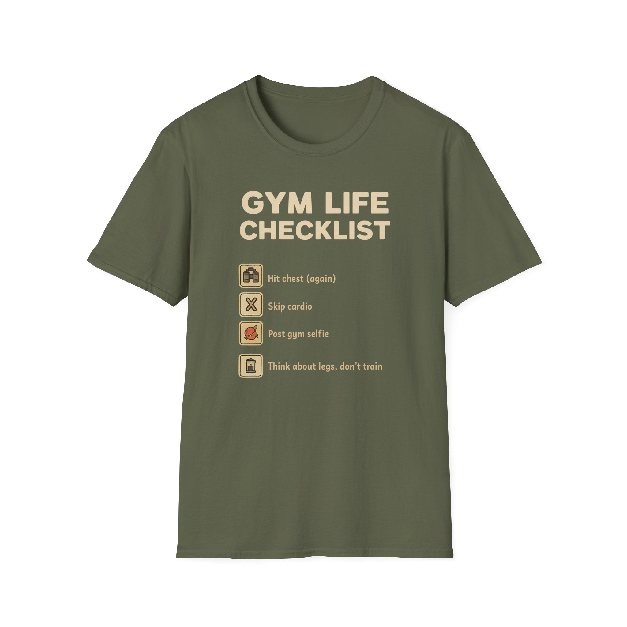 Gym Life Checklist – Satirical Edition T-Shirt