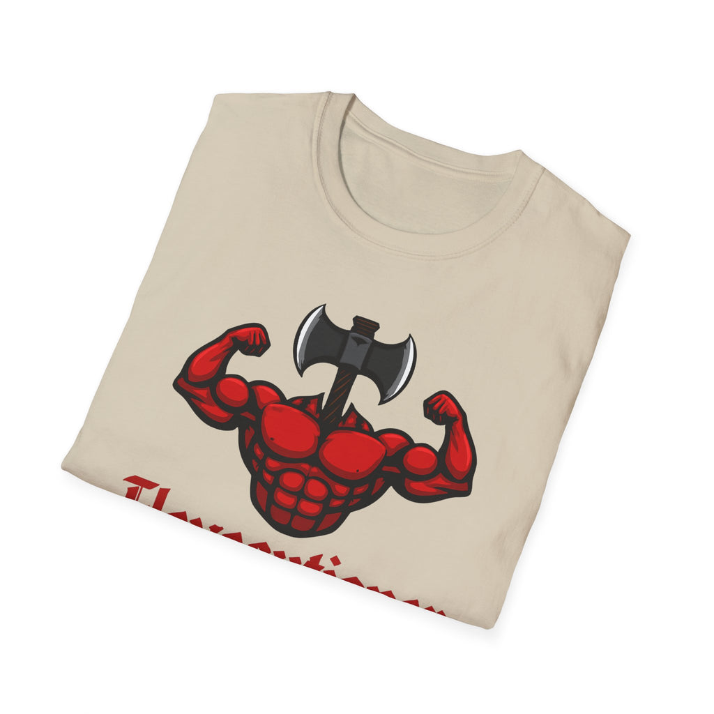 Flexecutioner – Muscular Axe Warrior Emblem T-Shirt