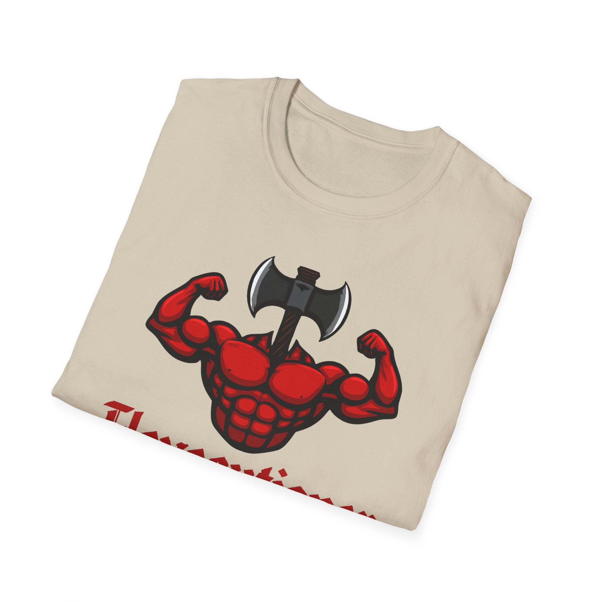 Flexecutioner – Muscular Axe Warrior Emblem T-Shirt
