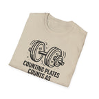 Counting Plates Counts as Cardio – Barbell Humor T-Shirt