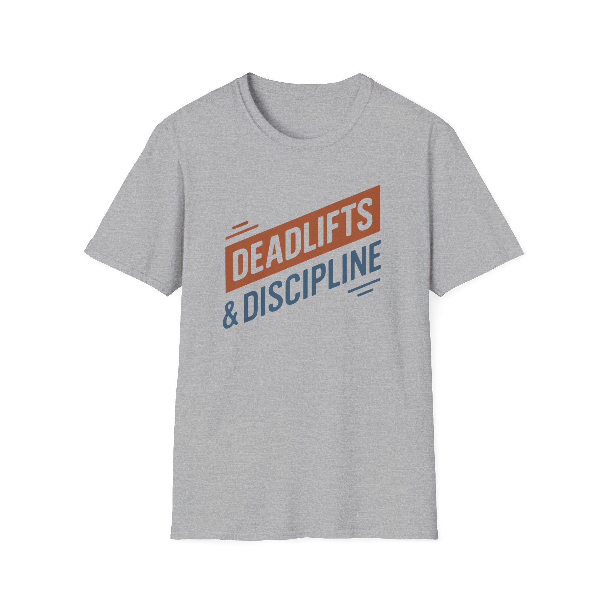 Deadlifts & Discipline – Dynamic Duo-Tone Banner T-Shirt