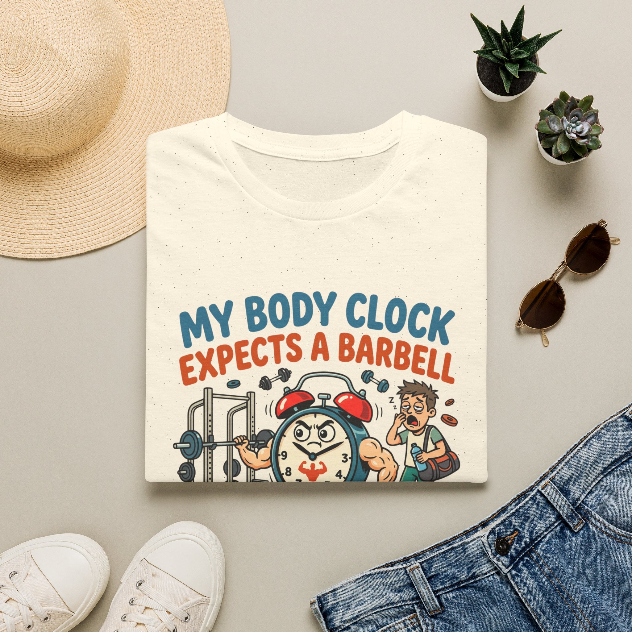 Body clock expects barbell T-Shirt