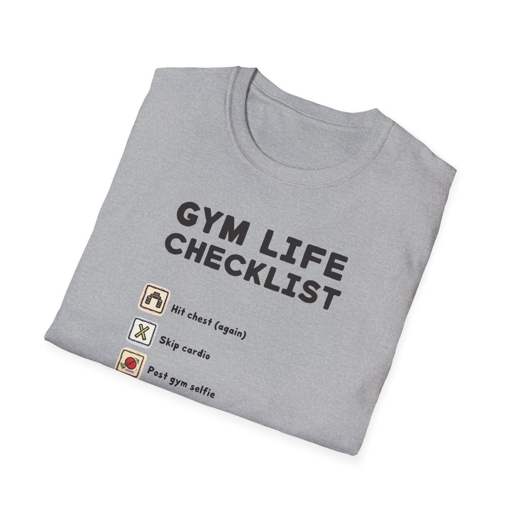 Gym Life Checklist – Satirical Edition T-Shirt