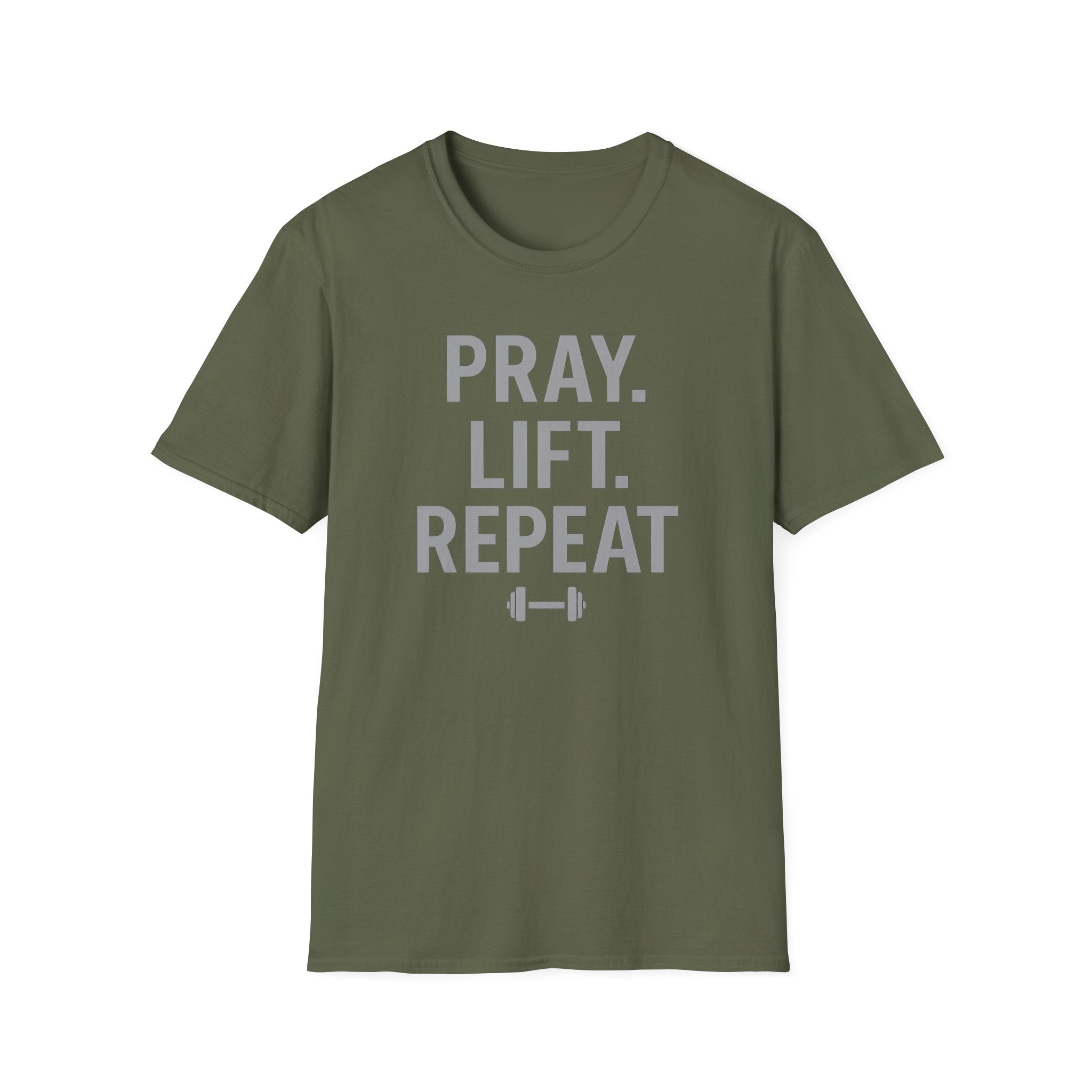 Pray. Lift. Repeat. – Faith and Focus Gym Tshirt