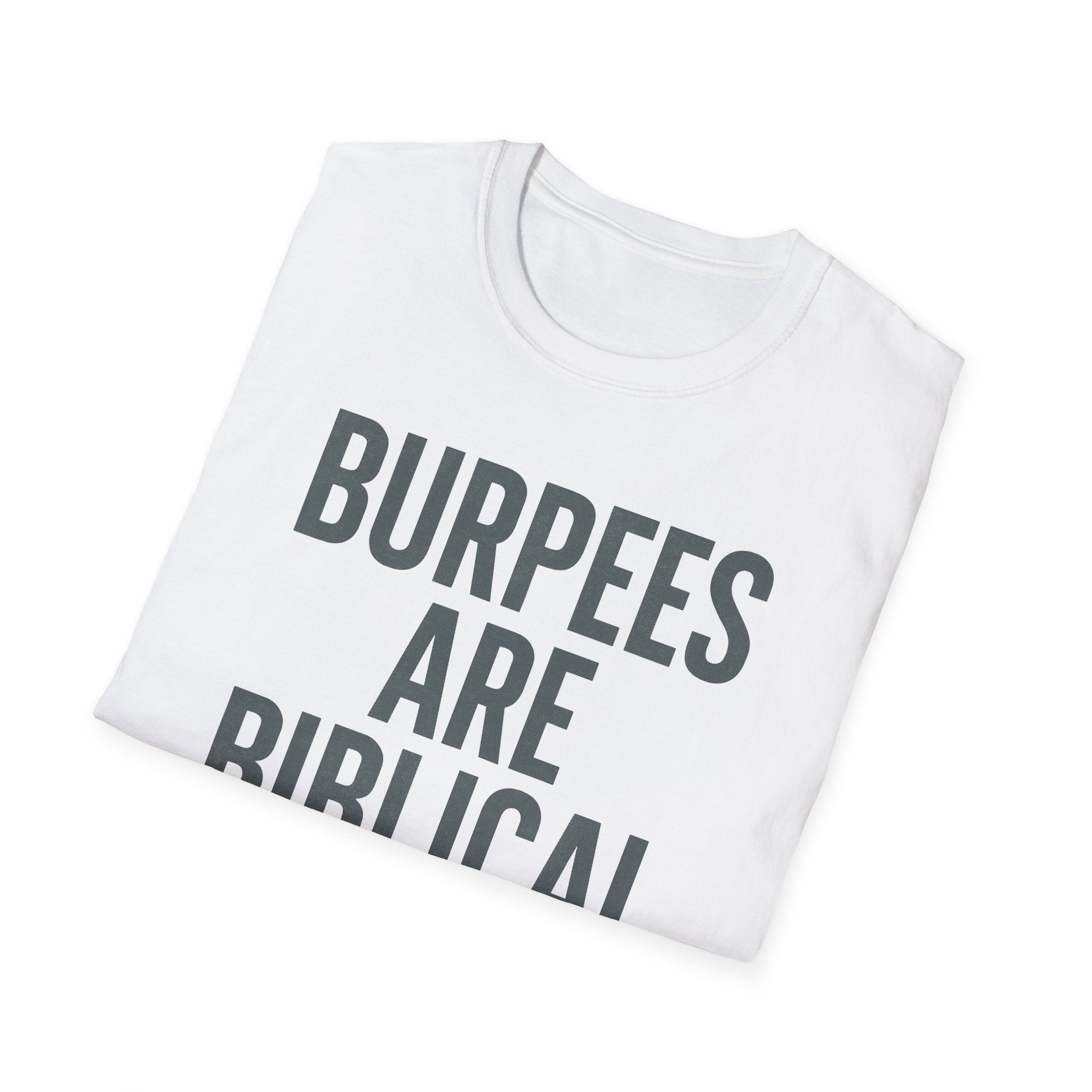 Burpees Are Biblical – Stone-Gray Statement Tshirt