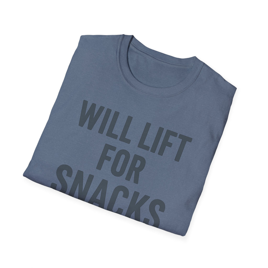 Will Lift for Snacks – Distressed Gym Humor Tshirt