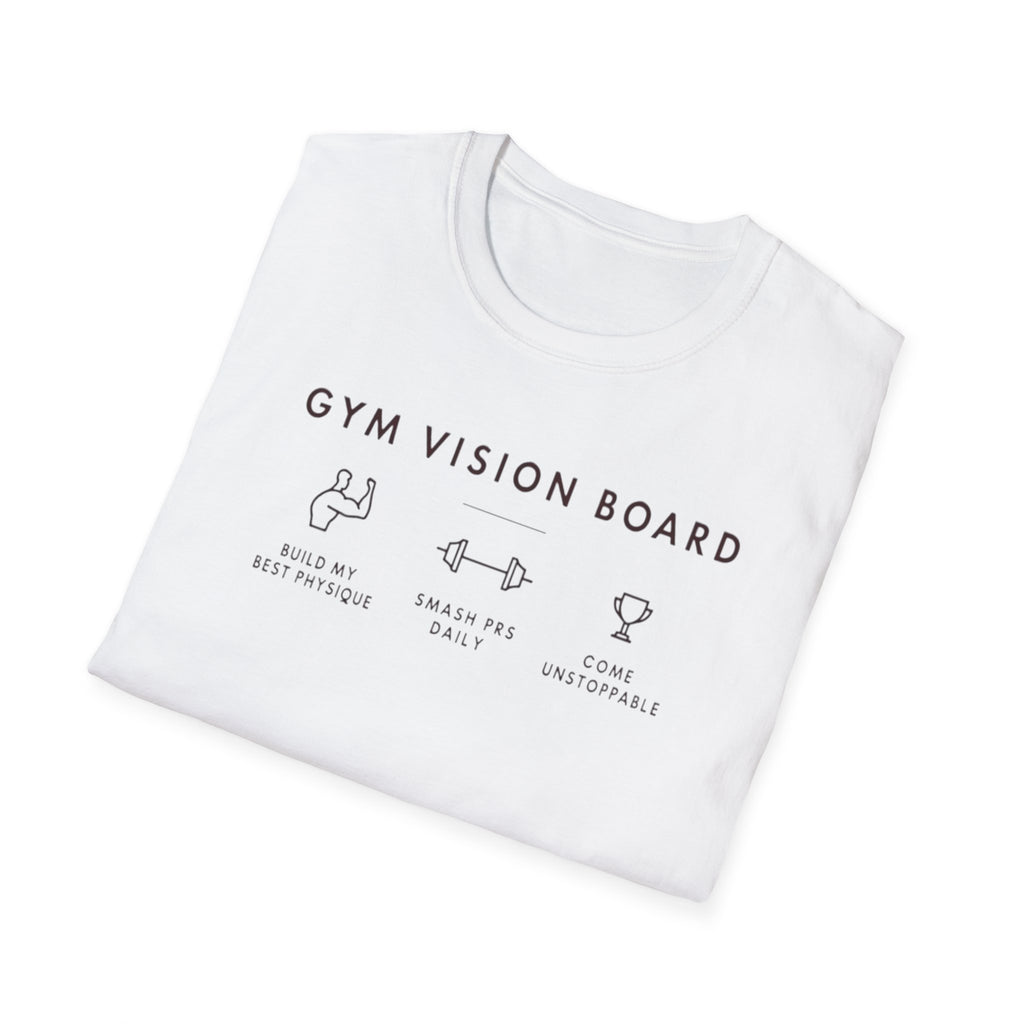 Gym Vision Board – Dark Mode Minimalist T-Shirt