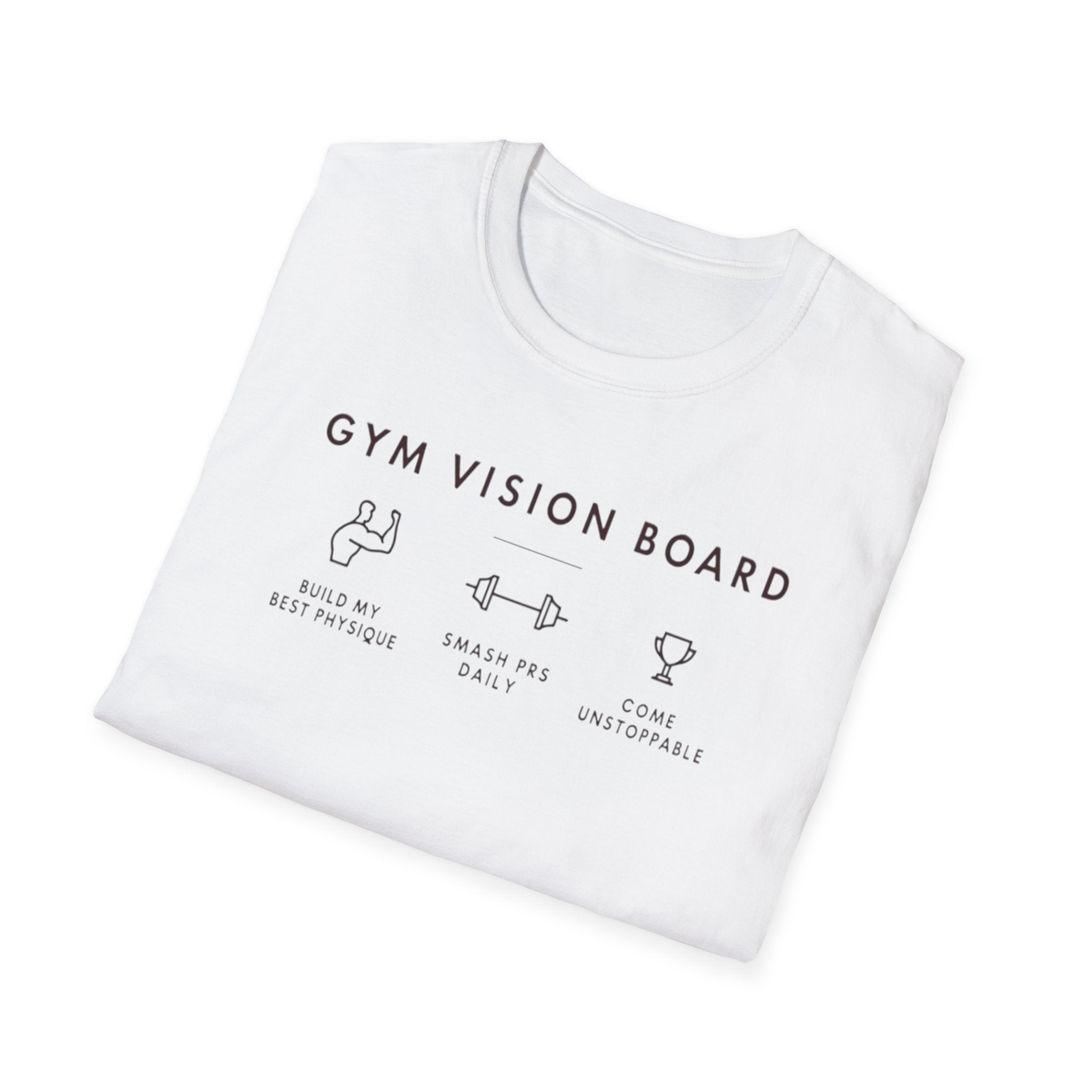 Gym Vision Board – Dark Mode Minimalist T-Shirt