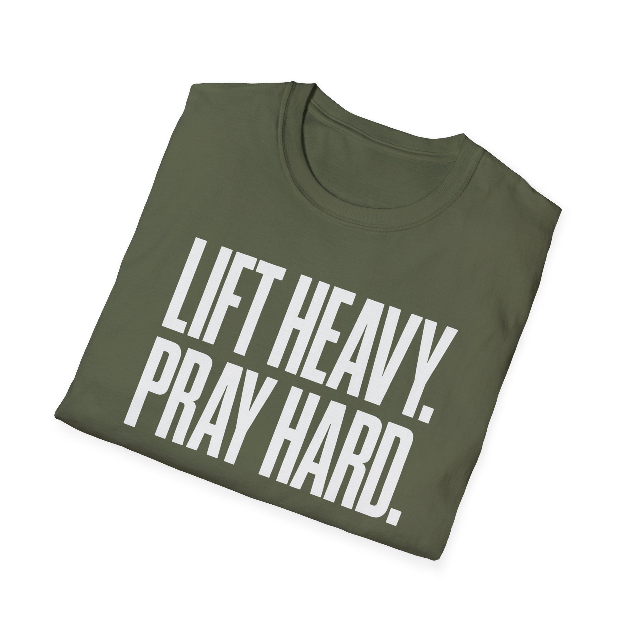 Lift Heavy. Pray Hard. – Bold Faith & Strength Tshirt