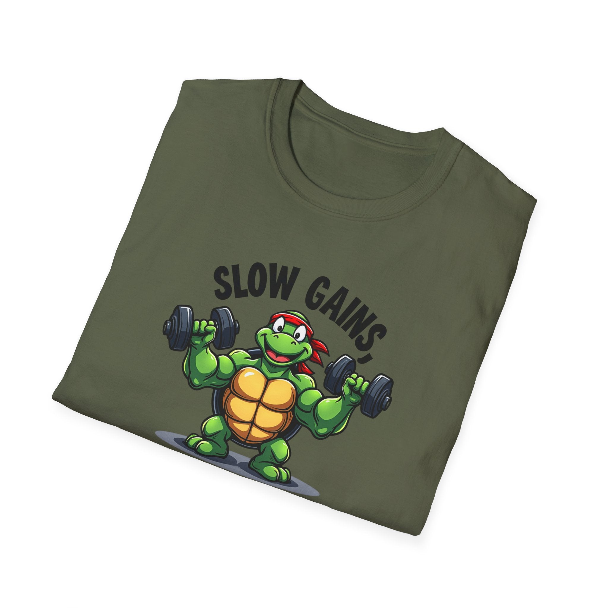 Slow Gains, Big Results – Turtle Power Edition T-Shirt