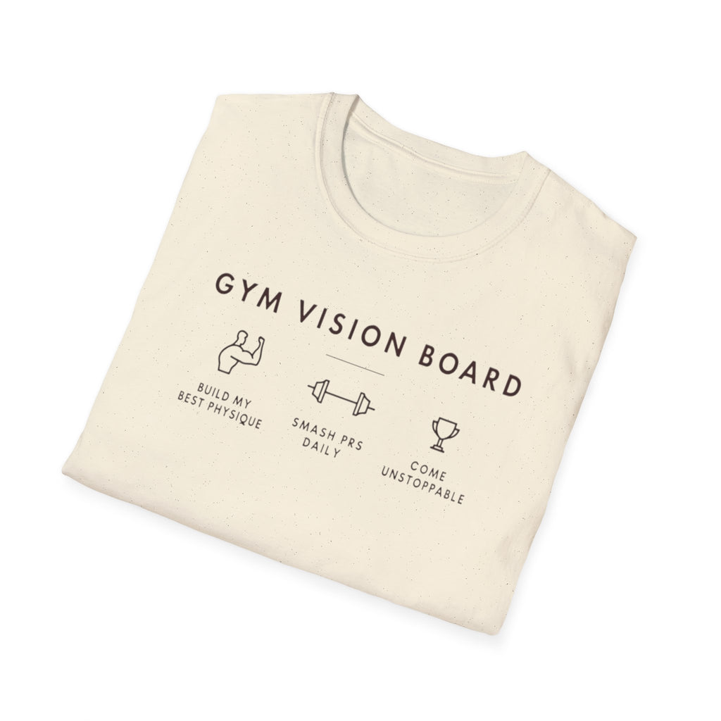 Gym Vision Board – Dark Mode Minimalist T-Shirt