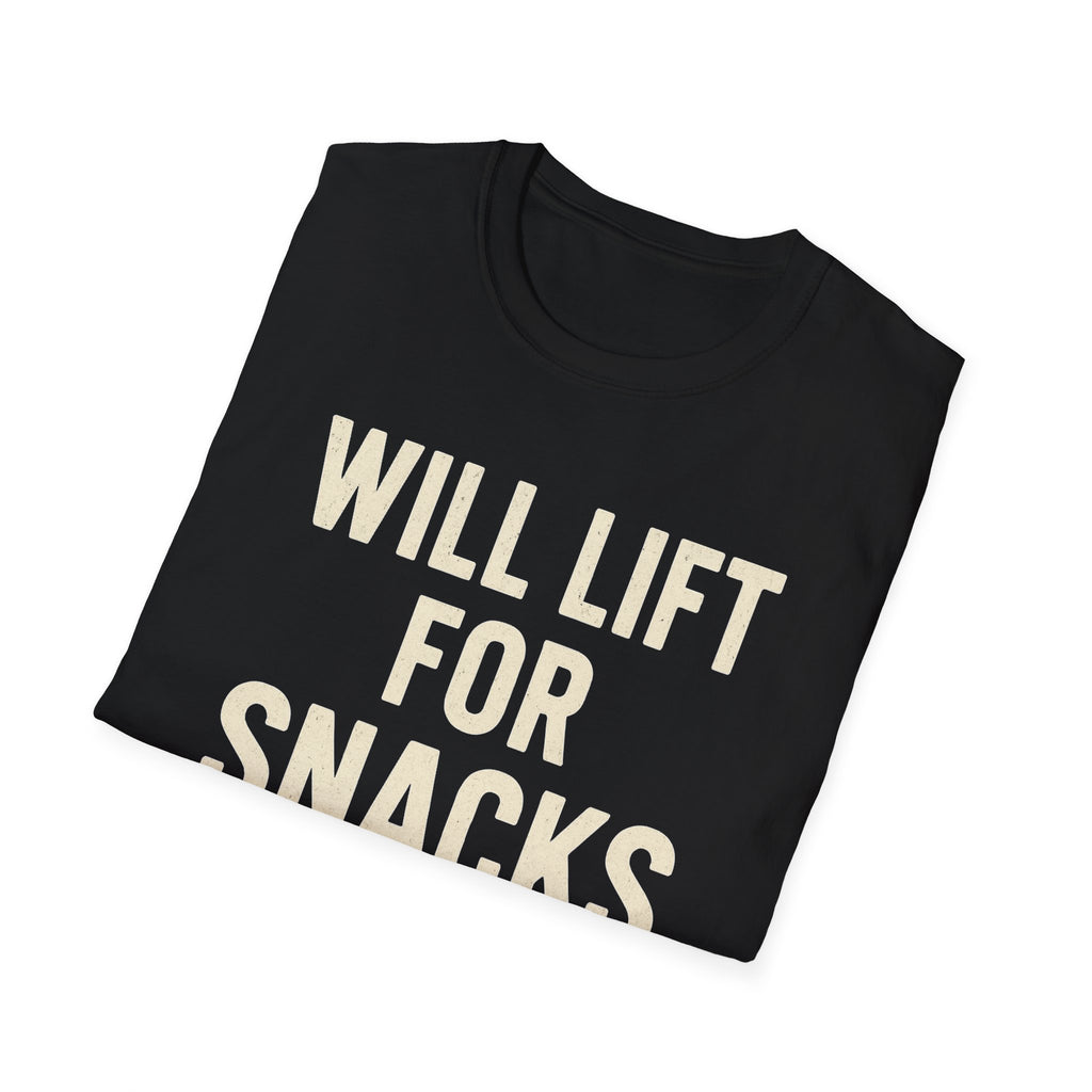 Will Lift for Snacks – Distressed Gym Humor Tshirt