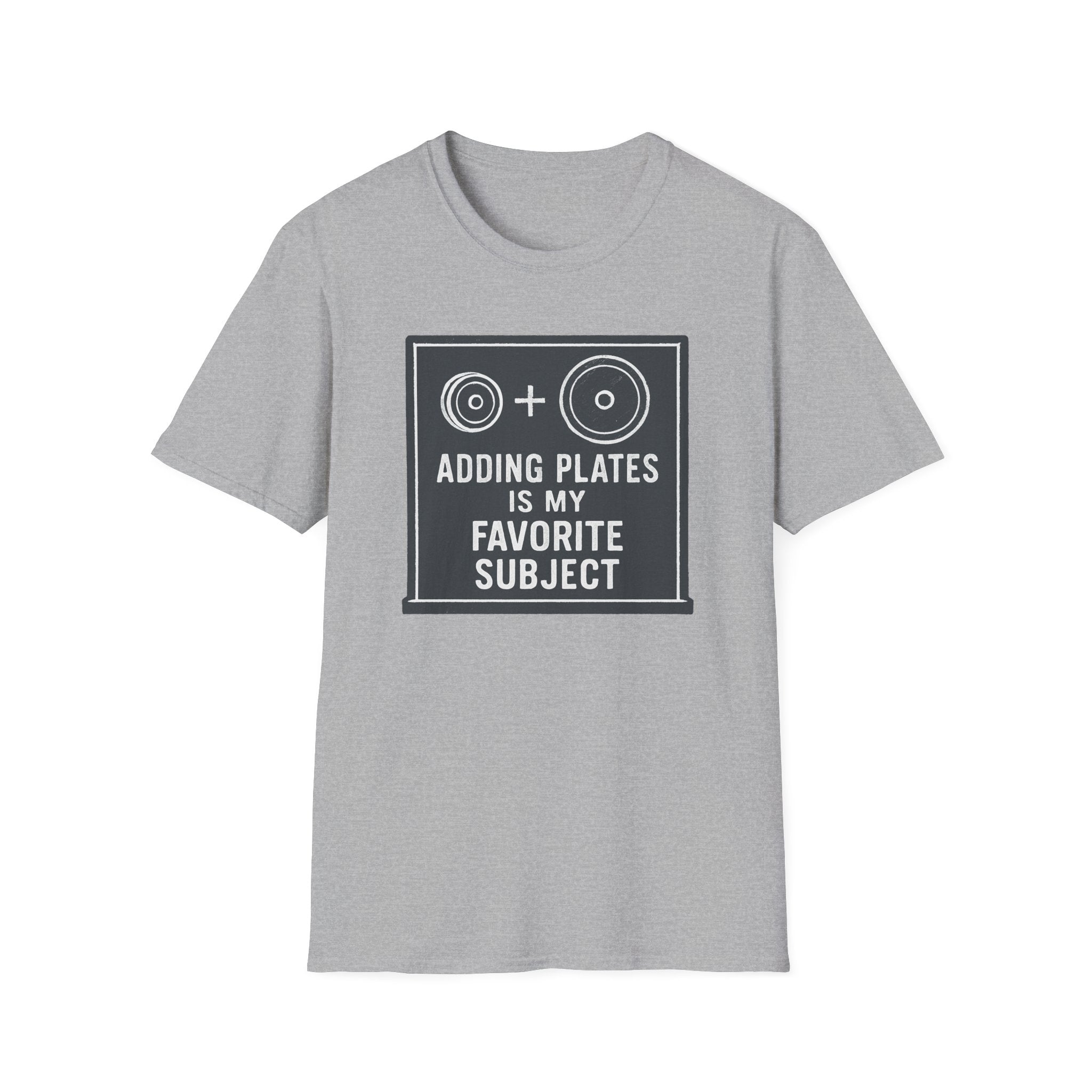 Adding Plates Is My Favorite Subject – Minimal Chalkboard Stylen Tshirt