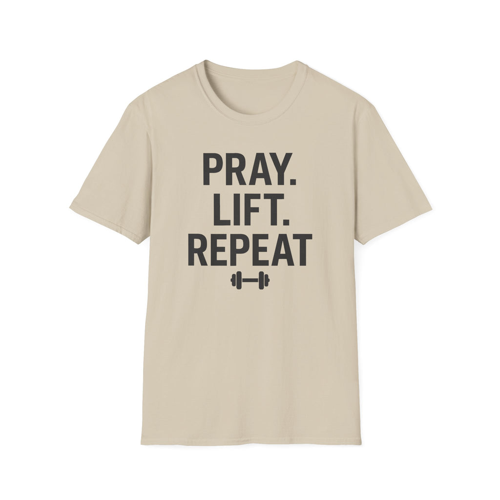 Pray. Lift. Repeat. – Faith and Focus Gym Tshirt