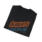 Deadlifts & Discipline – Dynamic Duo-Tone Banner T-Shirt