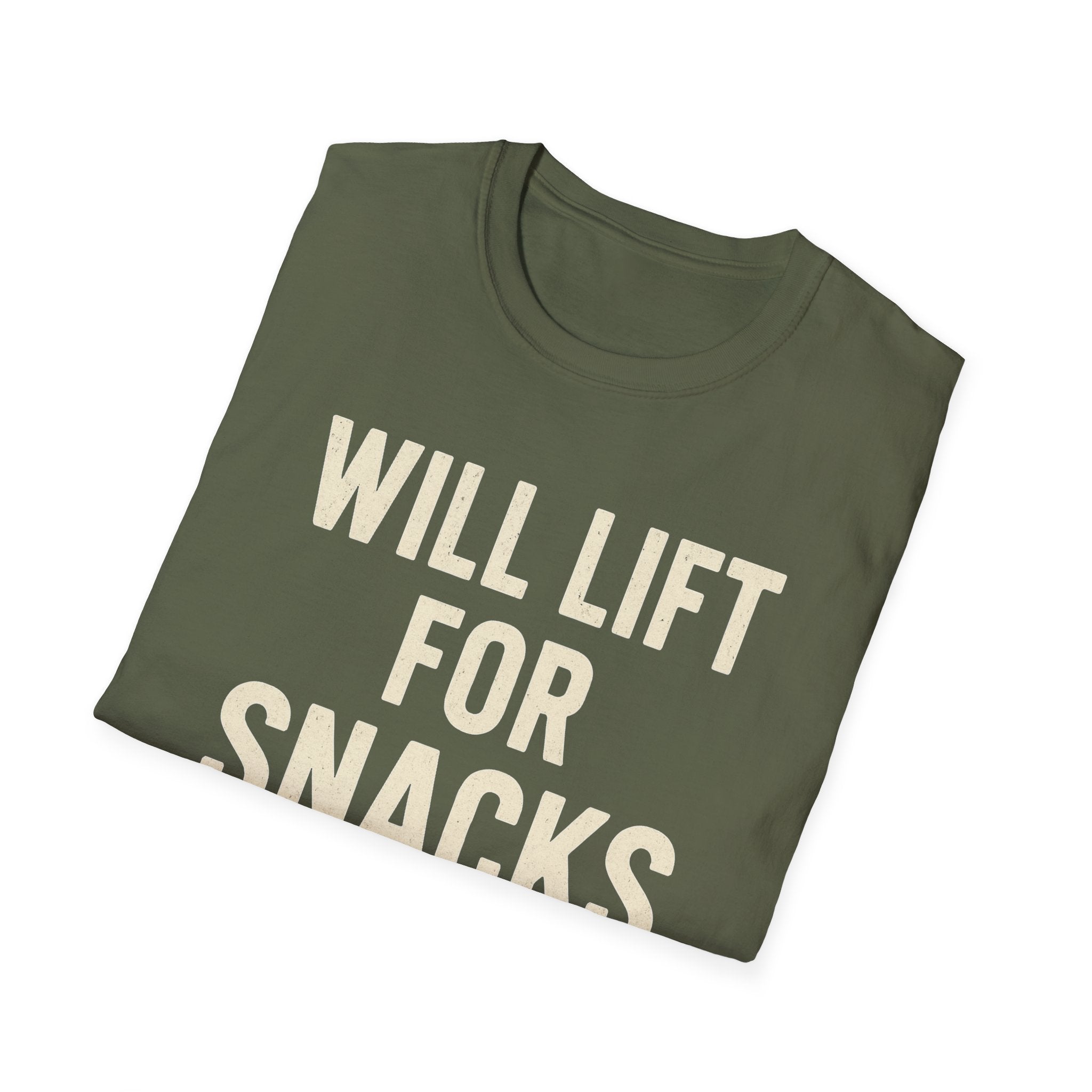 Will Lift for Snacks – Distressed Gym Humor Tshirt